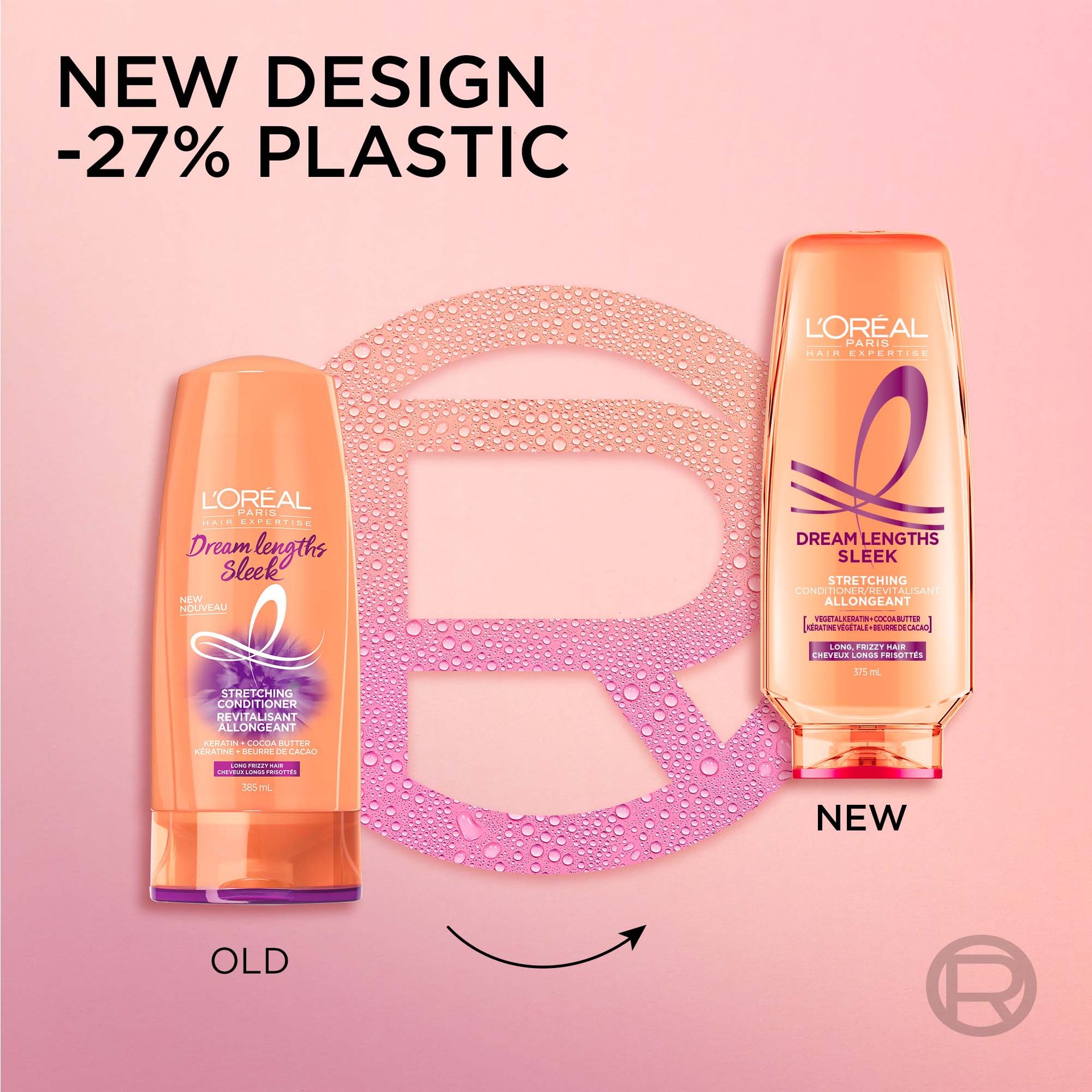 old and new packaging with 27% less plastic